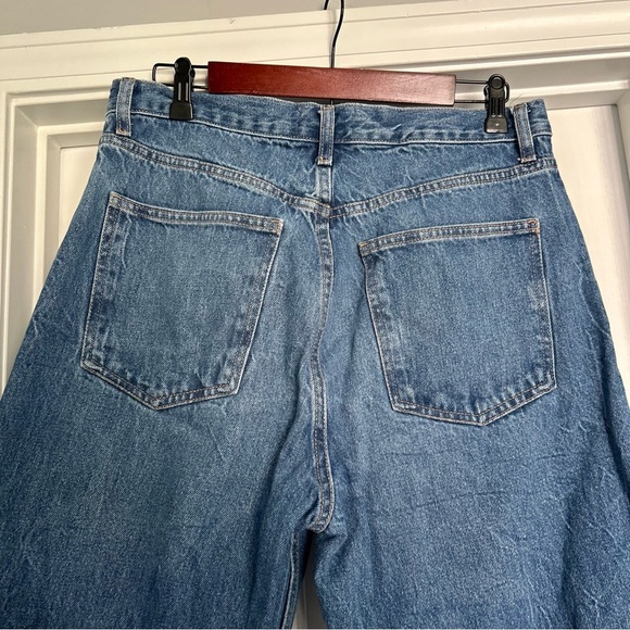 Zara Wide Let Straight Jeans high waisted with raw hem - Picture 6 of 7